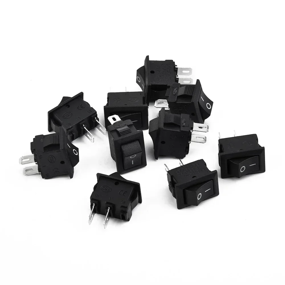 10pcs Snap-in Boat Rocker Switch Toggle Power SPST ON-OFF- 2-Pin AC 250V 3A Position Snap Switch For Car- Auto- Boat-