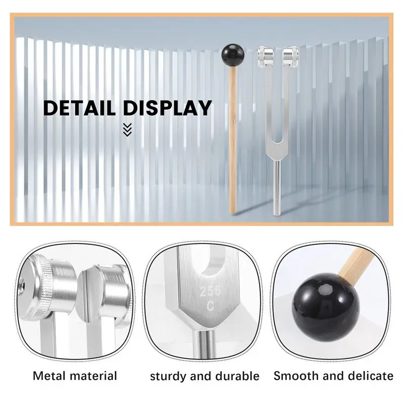 HOES-256Hz 256C Aluminum Alloy Tuning Fork With Hammers For Nervous System Testing Sound Healing Therapy Health Care
