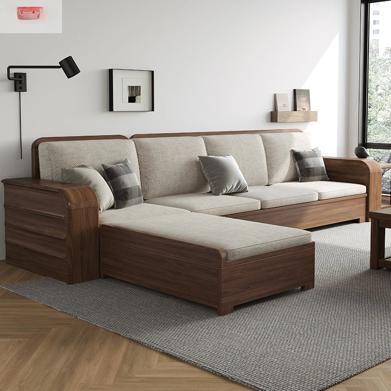 Solid wood sofa winter and summer dual-purpose modern simple new Chinese high-box storage concubine sofa