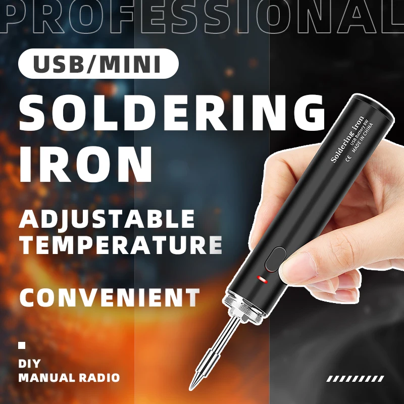 

USB Soldering Iron 5V Mini Adjustable Temperature DIY Home Tools, Compact Soldering Iron Set with Precision Control Durable