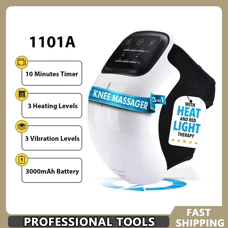 

Беспроводной массажер для колена, красный свет и массажная терапия со светодиодным экраном, 3-уровневое инфракрасное тепло и вибрация, подарки для мужчин и женщин