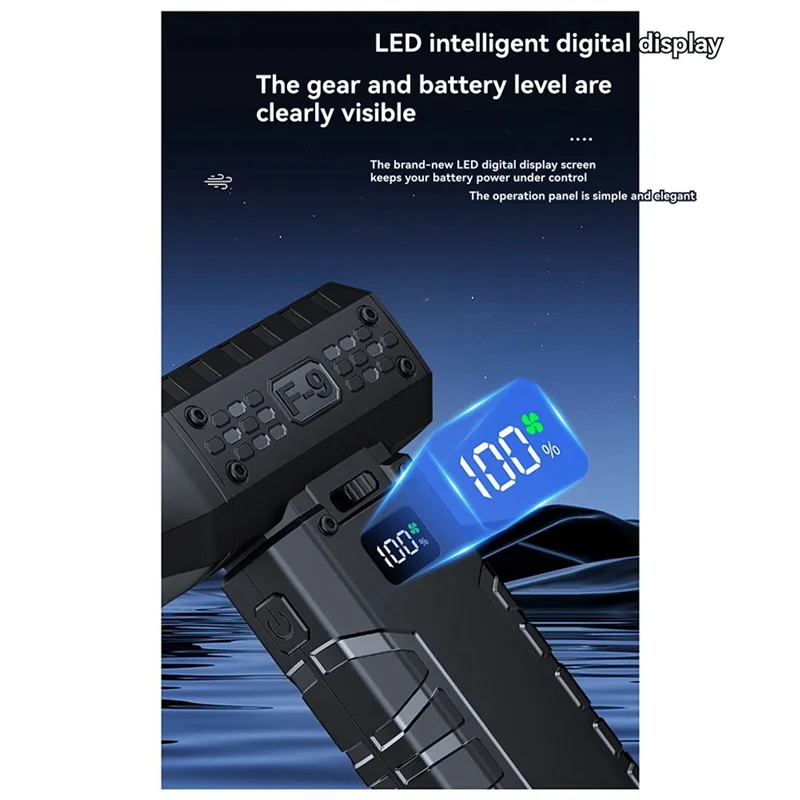 2X منفاخ الهواء 160000 دورة في الدقيقة مروحة كهربائية محمولة 52 متر/الثانية سرعة الرياح محرك بدون فرشاة مروحة عنيفة مع شاشة LED سريعة-