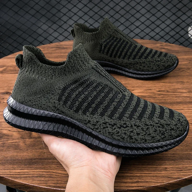 Men Shoes Breathable Men\'s Sneakers Comfortable Running Shoes Tenis Outdoor Slip on Walking Sneakers Sock Jogging Shoes 2023 New