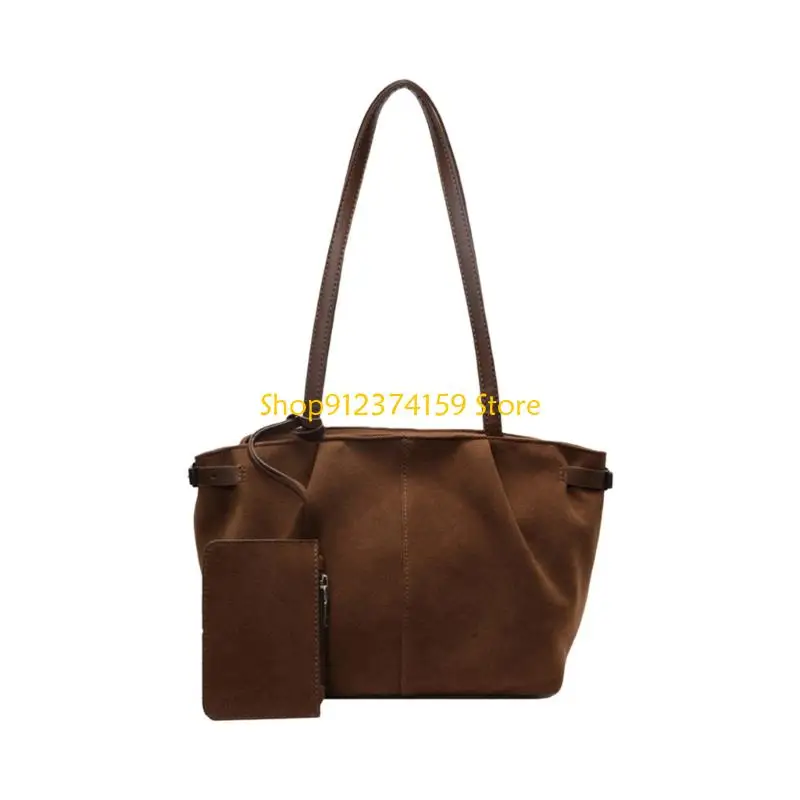 G5AE Fashion Purses and Handbags Underarm Bags Faux Suedes Toted Bag with Detachable Mini Purses Shoulder Bag for Womens - view 4