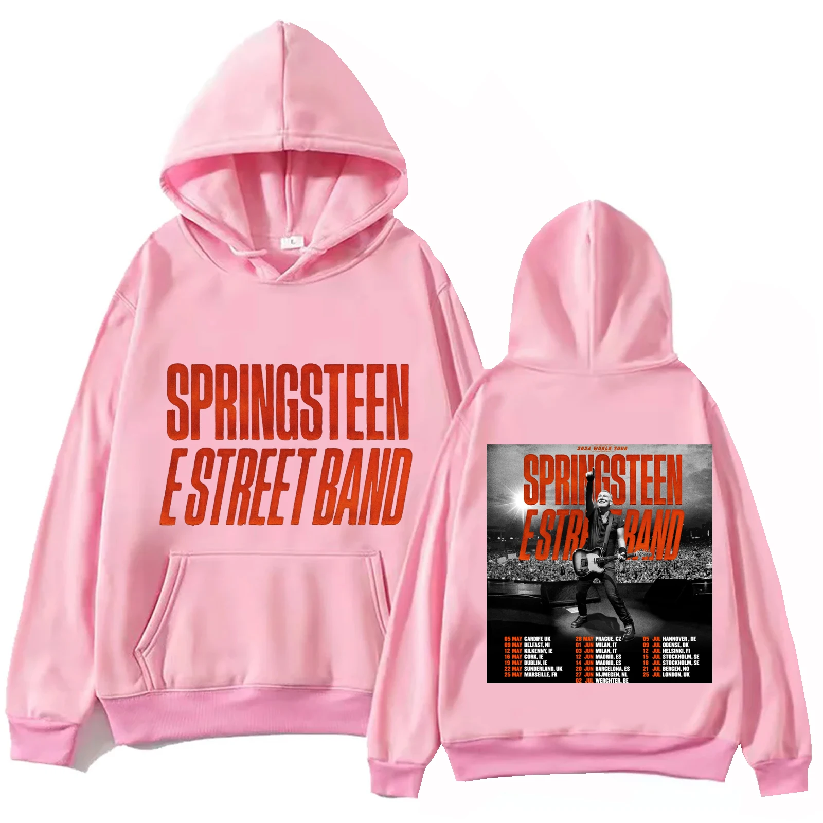 2024 Bruce springsteen and E เสื้อมีฮู้ดแนวสตรีทเสื้อสเวตเชิ้ตแขนยาวแฟนเพลงของขวัญฤดูใบไม้ผลิฤดูร้อนลำลอง