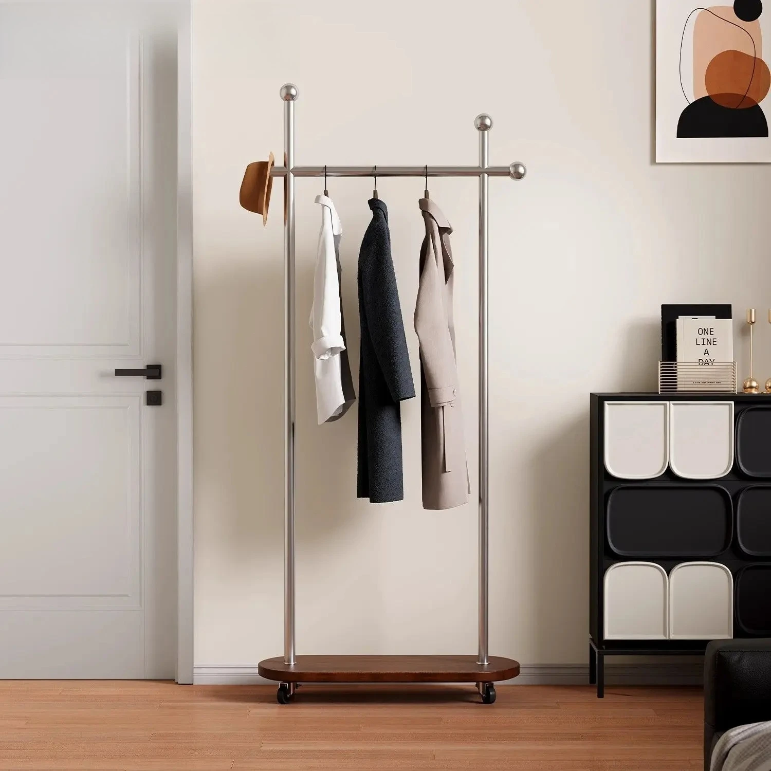 Medieval style hanger entry bedroom coat rack floor to ceiling living room drying rack household removable clothes rack