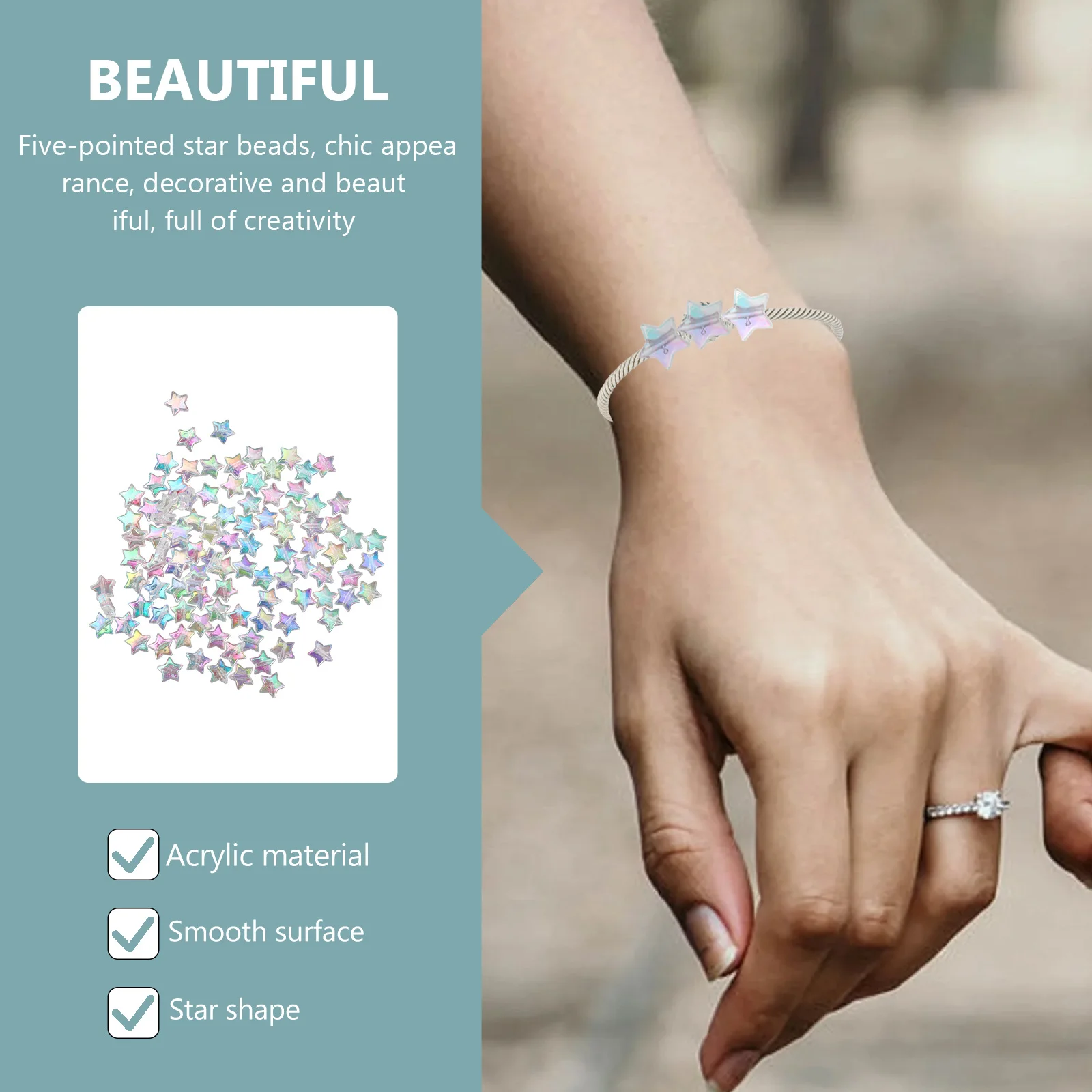 

400Pcs Five-Pointed Star Acrylic Spacer Beads Smooth Surface DIY Jewelry Making Beads for Earrings Bracelets DIY Loose Bead