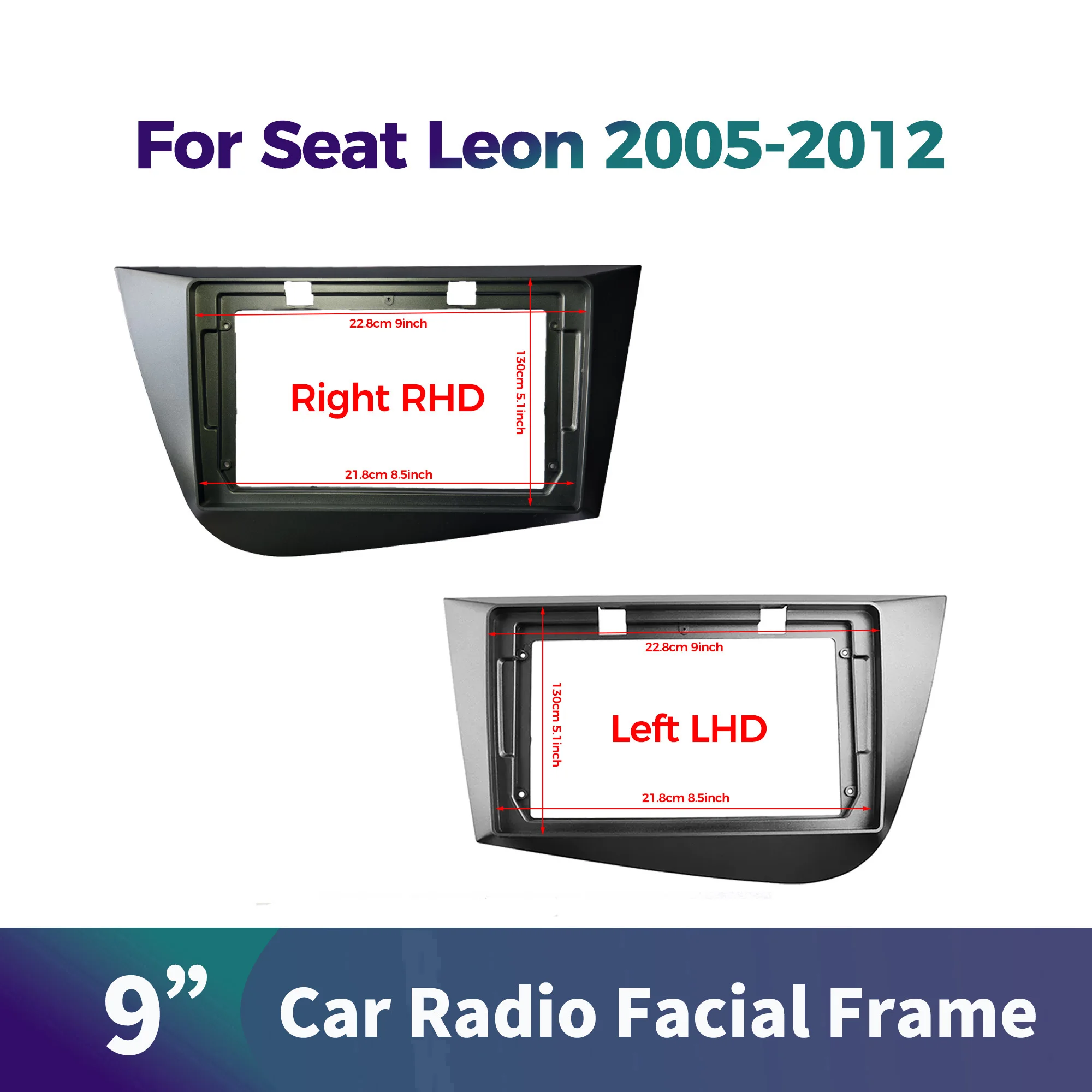 9-inch Car Radio Panel Frame Stereo GPS DVD Panel RHD/LHD Frame Bezel for SEAT Leon 2005-2012 Center Console Mounting Bracket