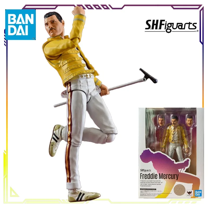 Bandai original s.h. figuarts série freddie mercury' ao vivo no estádio wembley 'anime figura de ação modelo brinquedos presentes para meninos