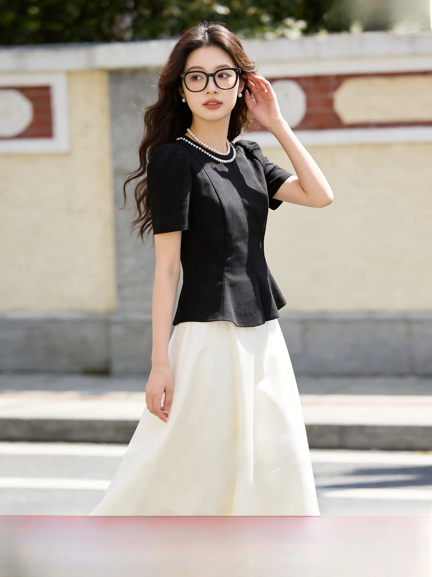 

Wuji Home Summer New Style Age-Defying Design A-Line Skirt Set High Waist Contraction Waist Casual Fashion plus Size Set