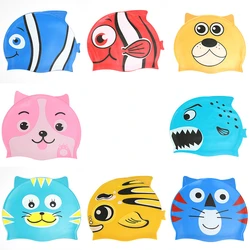 Cartoon Cute Animal Children Silicone Swimming Cap Soft Waterproof Boys Girls Kids Universal Swim Cap Swimming Pool Accessories