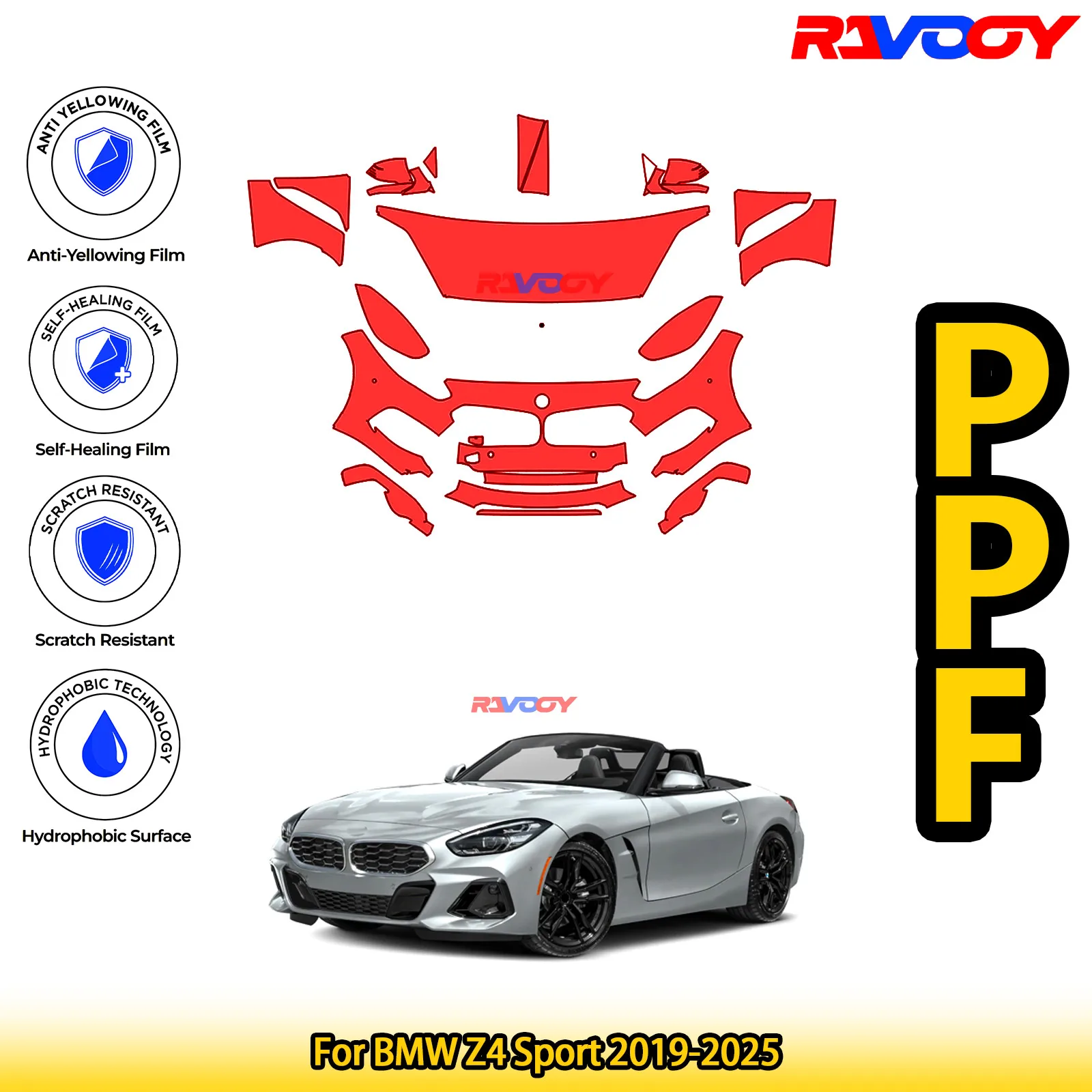 

For BMW Z4 Sport 2019-2025 Glossy Matte Black Precut front PPF Kit Paint Protection Film