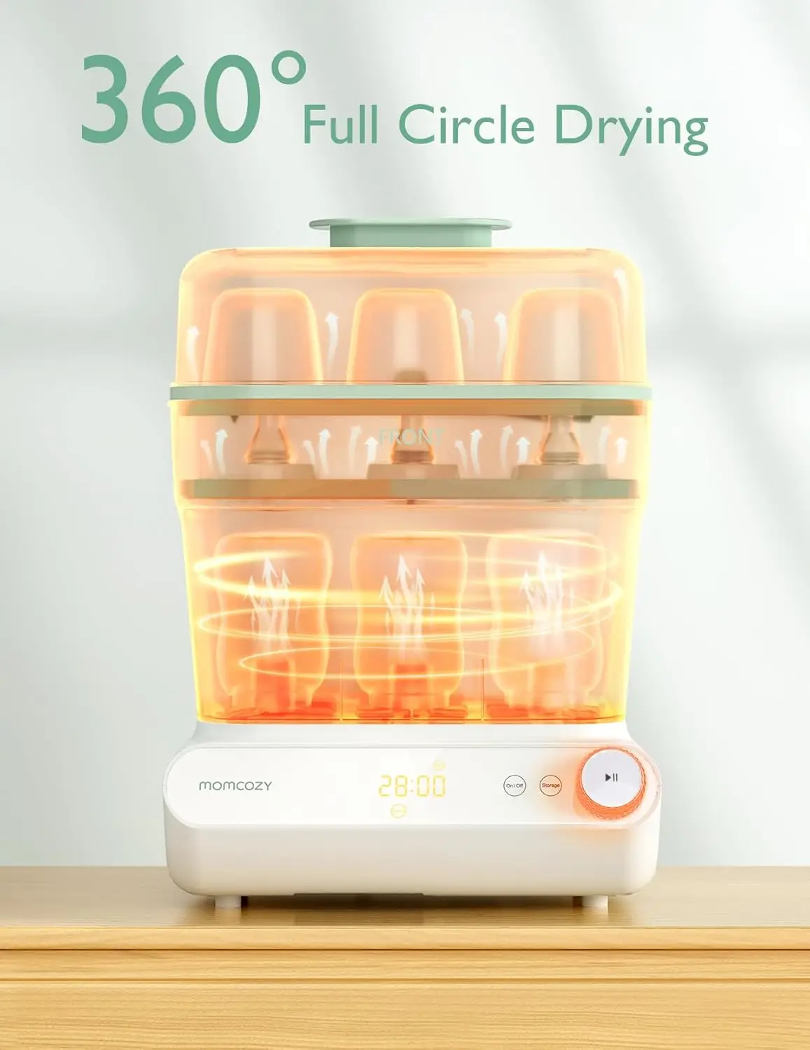 معقم ومجفف للزجاجات الكبيرة مكون من 3 طبقات، تعقيم سريع وجاف، معقم زجاجات عالمي لجميع الزجاجات ومضخة الثدي #3