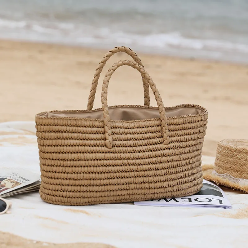 

Large Capacity Beach Bag 2023 New Summer Handmade Straw Woven Bag Leisure Vegetable Basket Seaside Travel Storage Crossbody Bag
