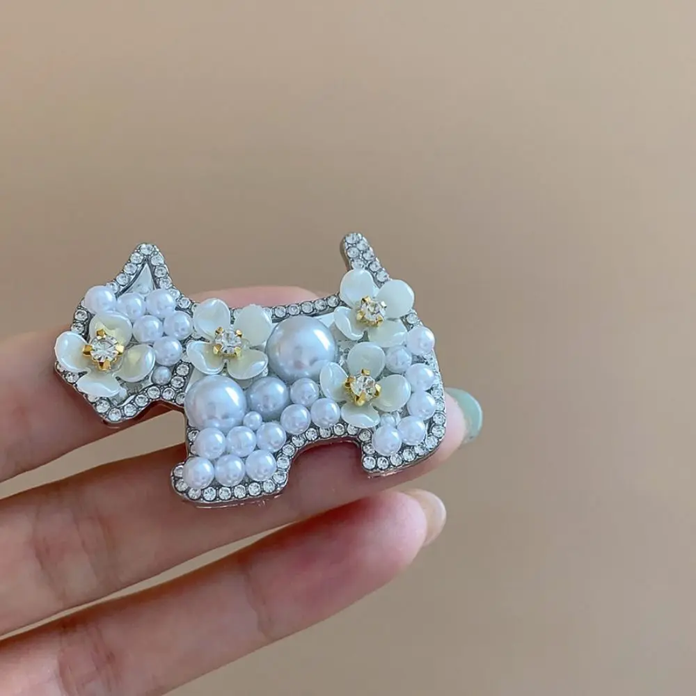 Милый циркон, жемчужный цветок, заколка для волос, собака, милая заколка для волос со стразами, головной убор, милый щенок, заколка для волос для девочек
