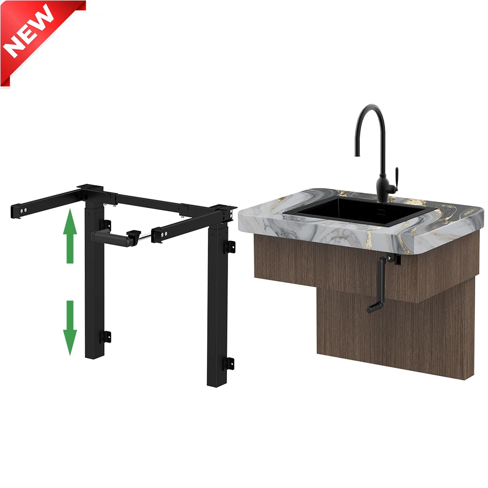 Simple Manual Height Adjustment Kitchen Wall Cabinet Lift System Worktop for Countertop