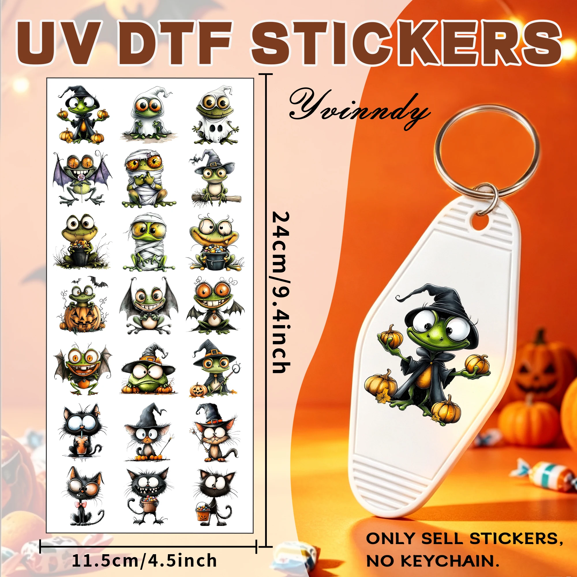 105PCS/Set Of Halloween Frog Designs Made With Waterproof Durable High-quality UV DTF Transfer Stickers (NO Cup)