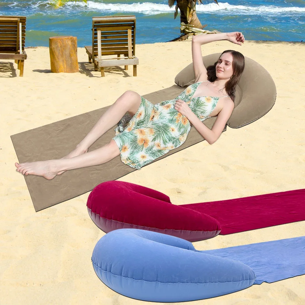 1 Stück aufblasbare Strandmatte, Graskissen, PVC, feuchtigkeitsbeständig, tragbar, faltbar, Strand-Schlafmatte, geeignet für Outdoor-Aktivitäten