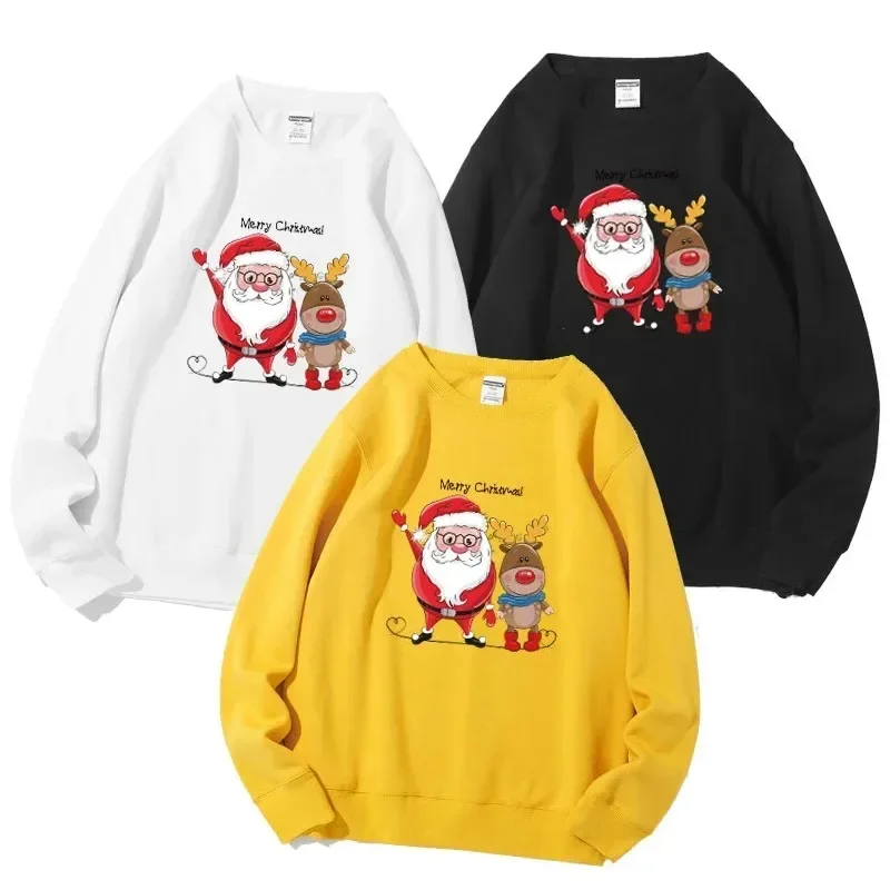 Winter Mom Daughter Tops Christmas Santa Printed Shirt Family Matching Outfits Dad Son Sweatshirts Couple Pullovers Kids Clothes