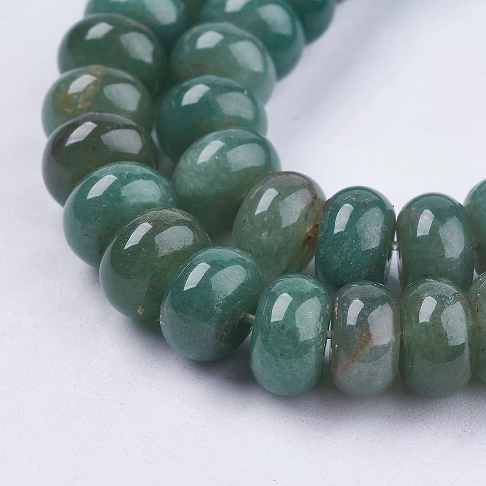 60pcs Natural Green Aventurine Rondelle Beads Smooth 8mm Flat Round Gemstone Beads for DIY Bracelet Necklace Jewelry Making