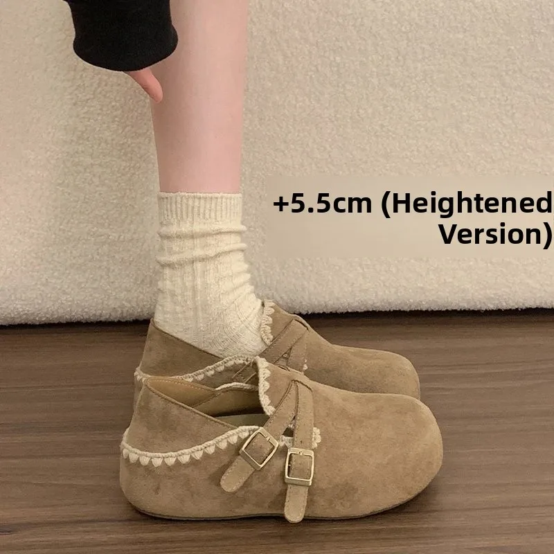 Women's Thick Bottom  Shoes Spring Autumn Comfortable Slip-On Versatile Two-Way Wear Head Half-Slip Casual Fashion...