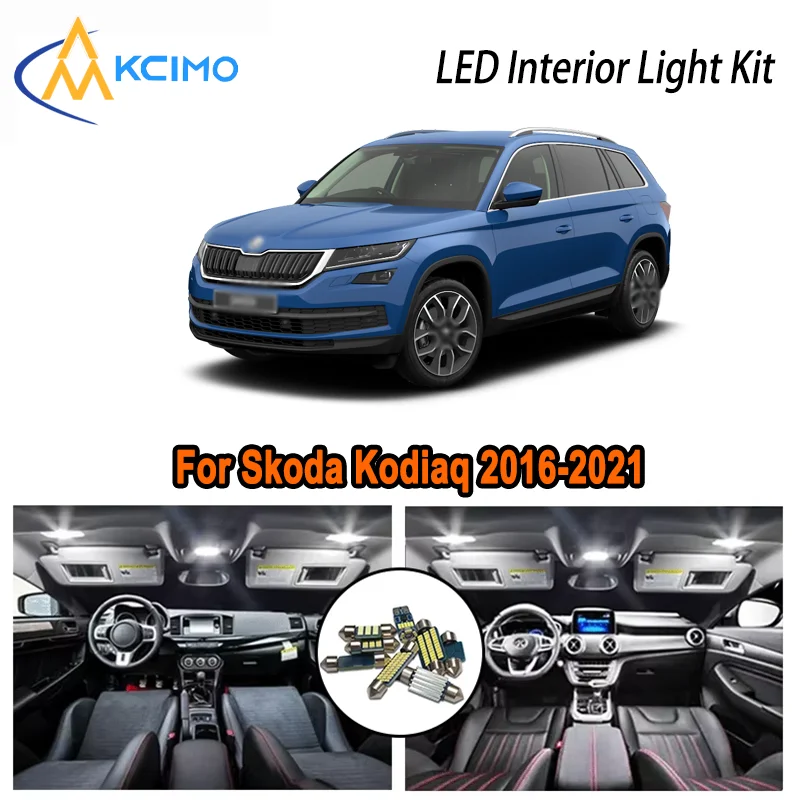 

For Skoda Kodiaq 2016-2021 2017 2018 2019 2020 2021 Premium LED Interior Dome Map Trunk Light Kit Car Led Lamps Canbus No Error