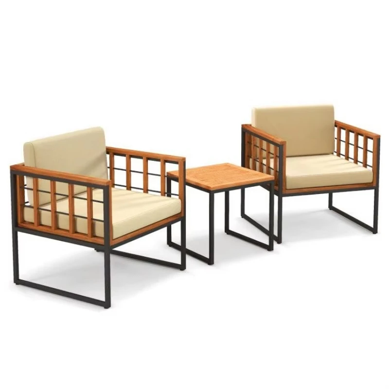 Outdoor Terrace Chair Set with Upholstered, 3-Piece Set for Outdoor Living