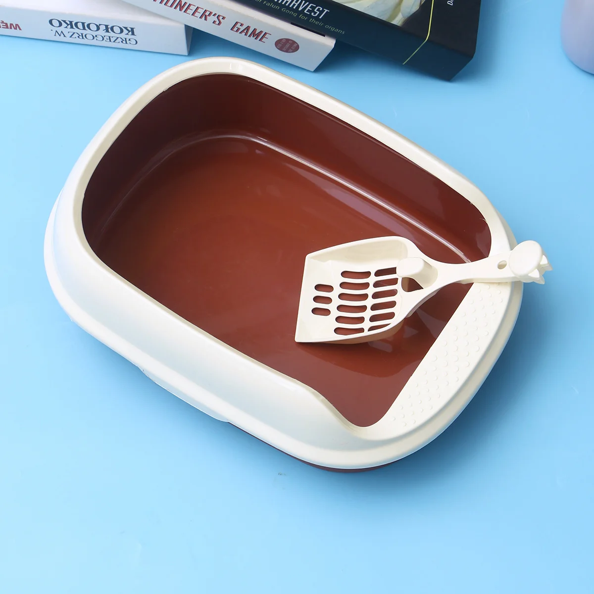 Double Layer Semi-Enclosed Cat Litter Box Size Strong Durable Anti-Splashing Easy Clean Self-Cleaning Cat Toilet