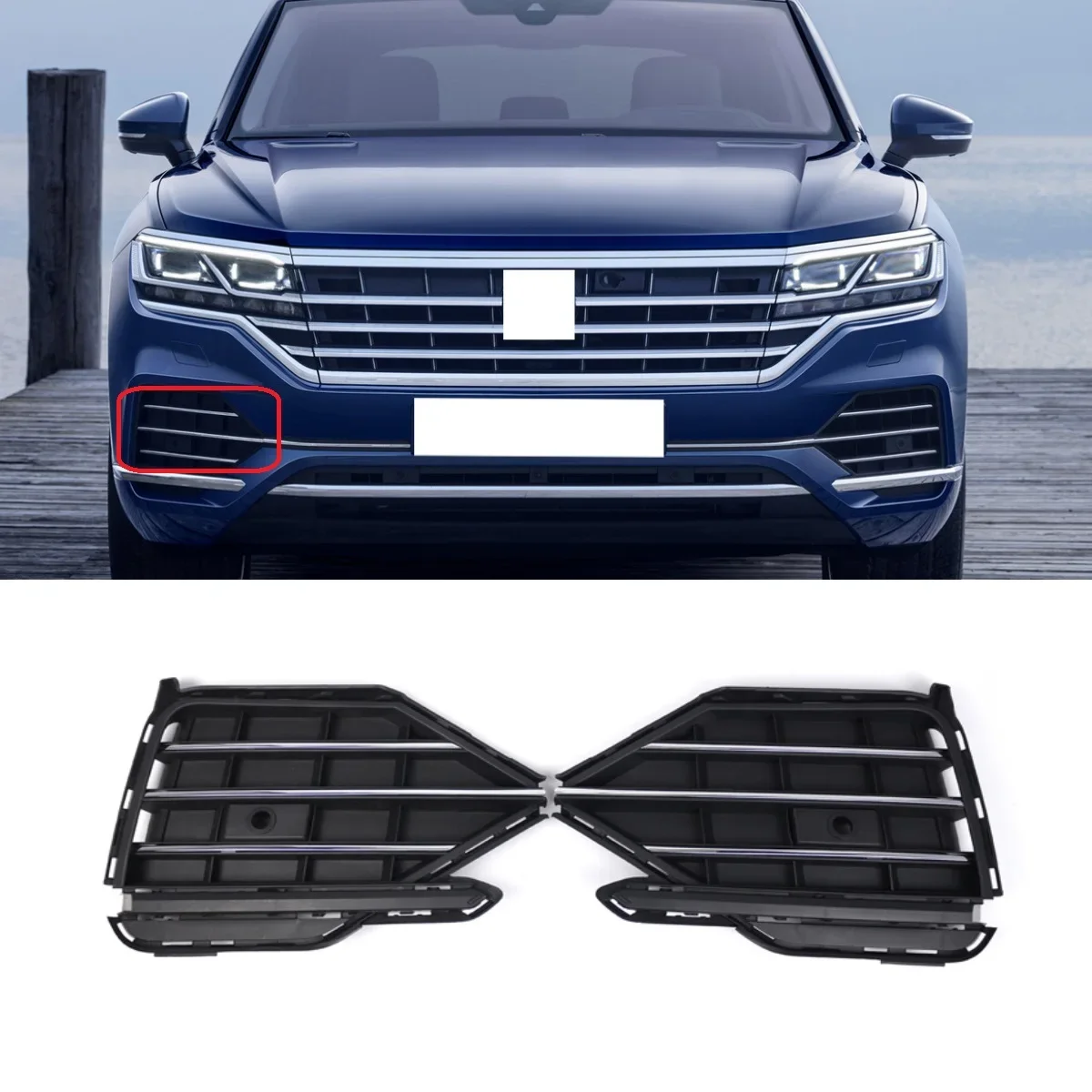 

Foglight frame Fog lamp Grille Cover for Volkswagen VW Touareg 2018 2019 2020 2021