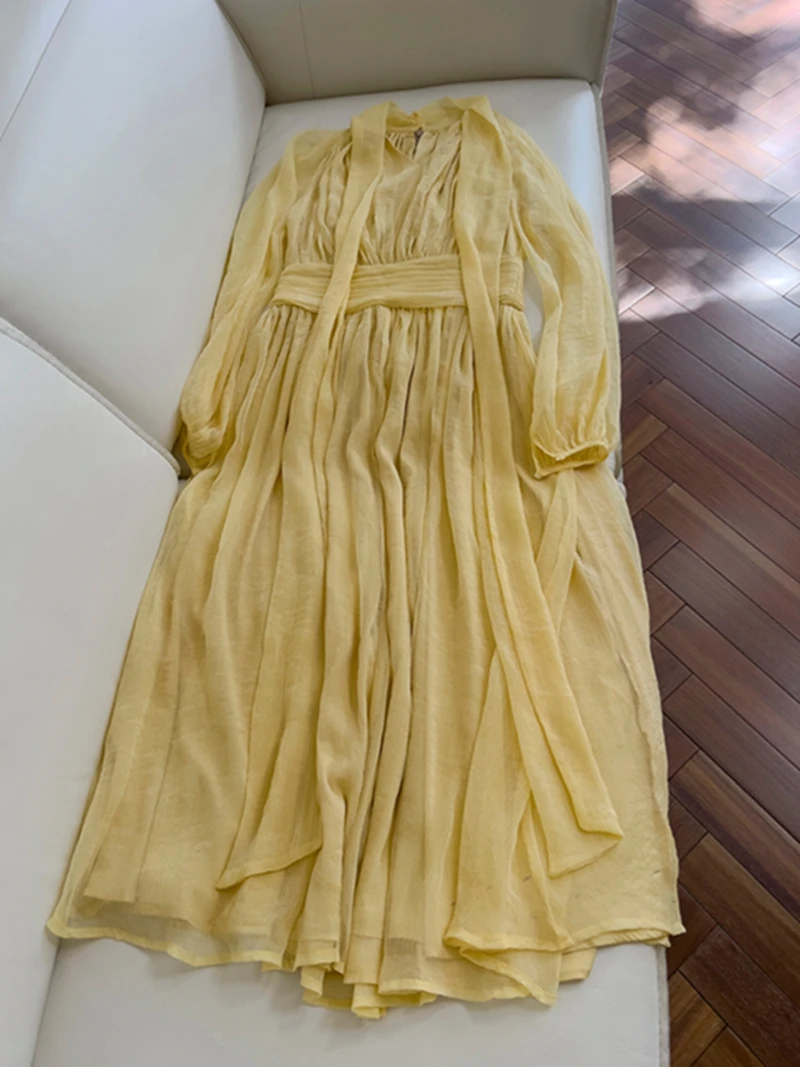 

Элегантное романтичное длинное шифоновое пляжное платье с завышенной талией, роскошное, высококачественное, в корейском стиле, на молнии