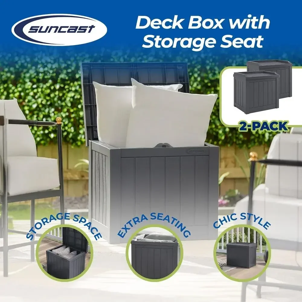 22 Gallon Weather-Resistant Patio Storage Bench with Reinforced Lid, Stone Gray