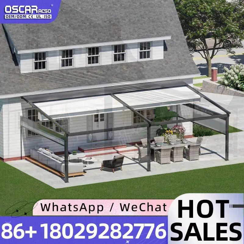 

Motorized Retractable Sun Shade Outdoor Terrace Sliding Awning for Patio Garden Balcony Retractable Canopy Pergola