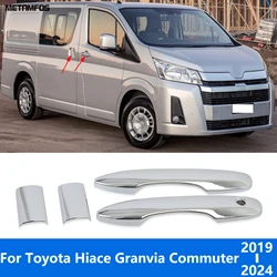 For Toyota Hiace Granvia Commuter 2019-2022 2023 2024 Chrome Side Door Handle Cover Trim Protection Cap Accessories Car Styling