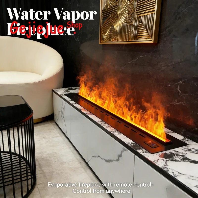 

Камин с 3D-распылением, паровое пламя, управляемое через приложение, испарительный камин с таймером - 16-цветный камин с автоматическим отключением