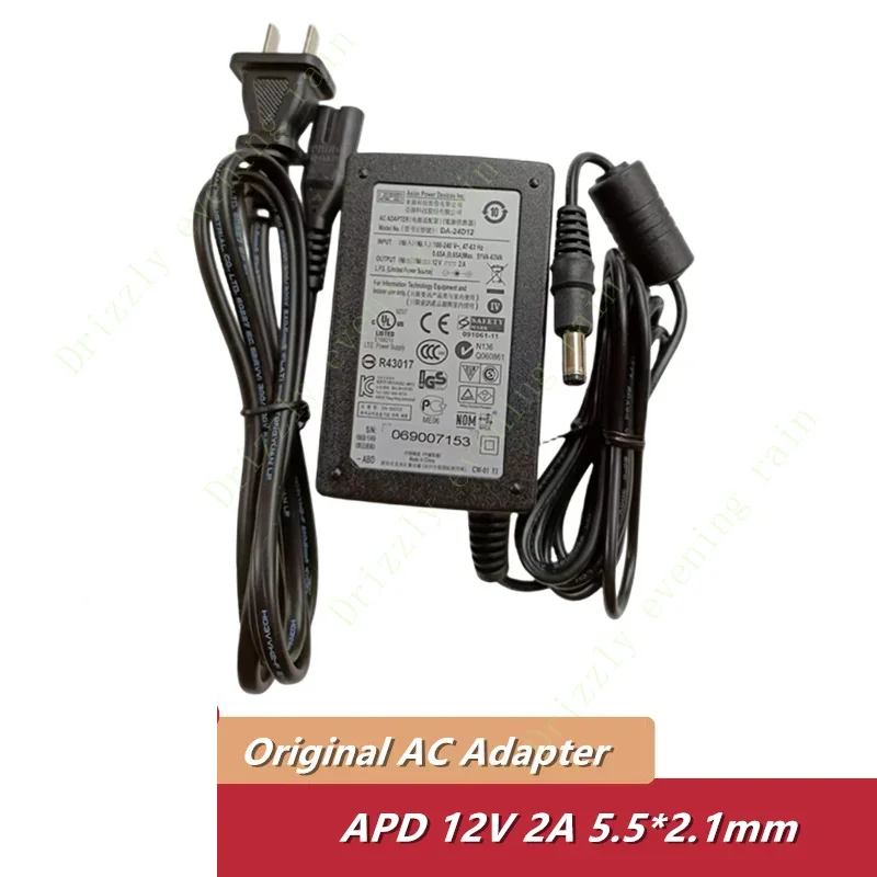 Genuine FOR ASIAN POWER DEVICES, INC. DA-24D12 12V 2A AC Adapter Charger 5.5*2.1mm 24W Power Supply Original