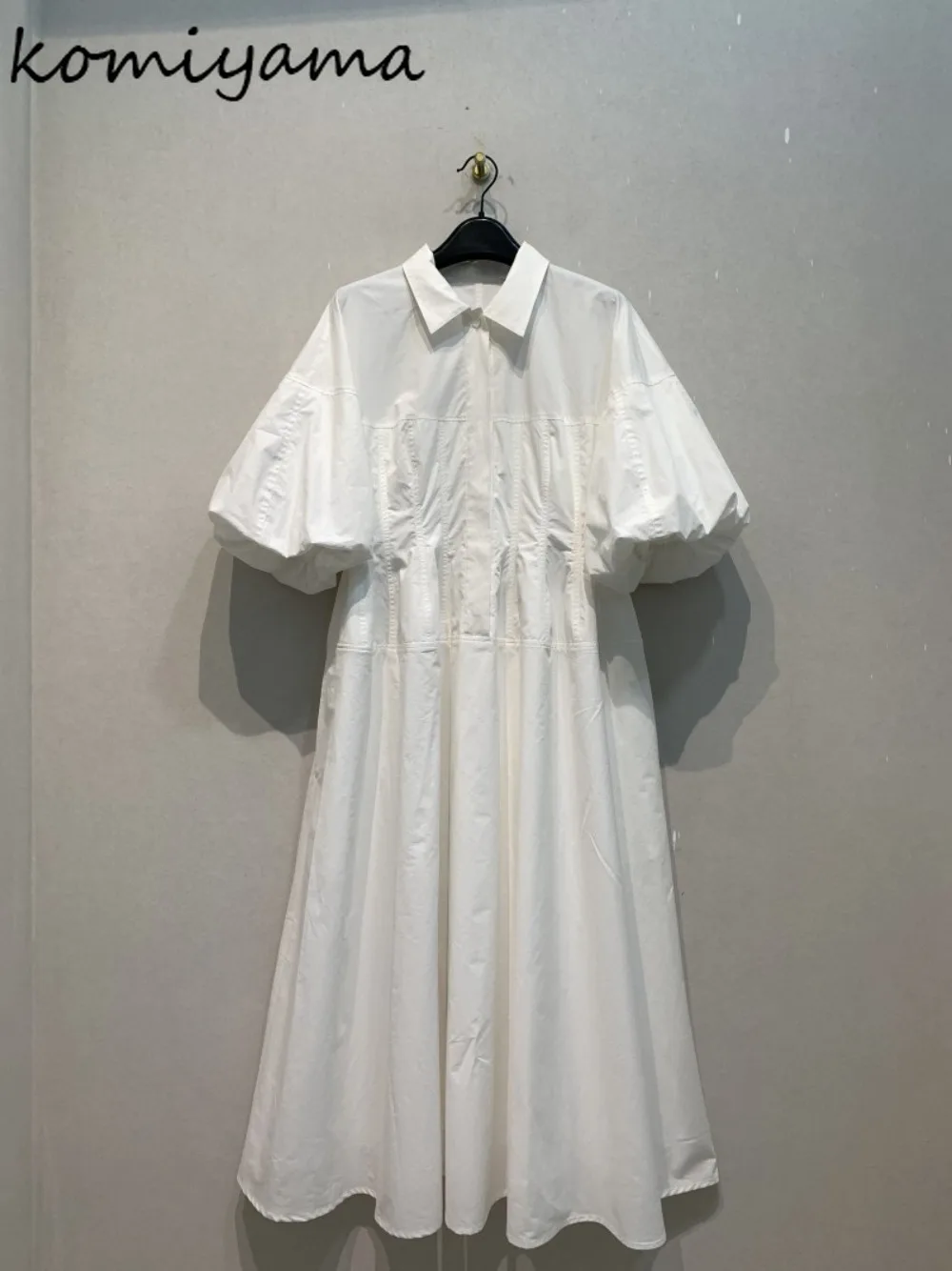 

Lapel Neck Bubble Sleeve Vestidos Woman 2025 Summer New Dress Loose Casual Dresses Japan Ropa De Mujer Pleated Tunic Robes