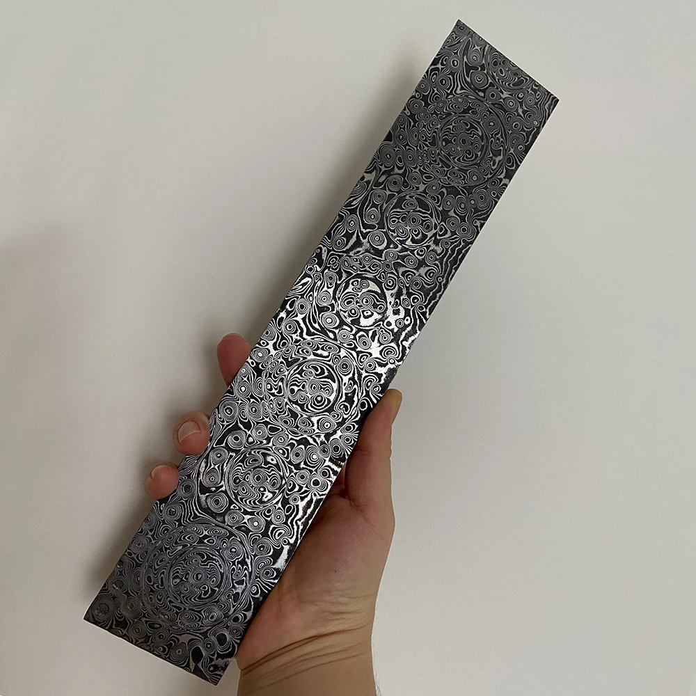 Imagem -02 - Damasco Faca de Aço Faça Você Mesmo Faca de Fazer Material Lâmina de Aço Novo Padrão Boleto Damasco Aço Inoxidável