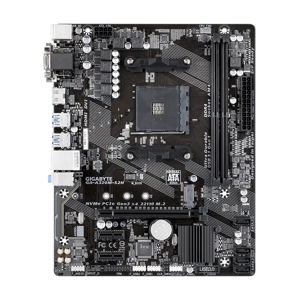 Imagem -04 - Placa-mãe com Soquete do Chipconjunto Amd A320 Ryzen 5600 Ddr4 Pci-e3.0 M.2 Microatx Ga-a320m-s2h 100 Testado Gigabyte-am4