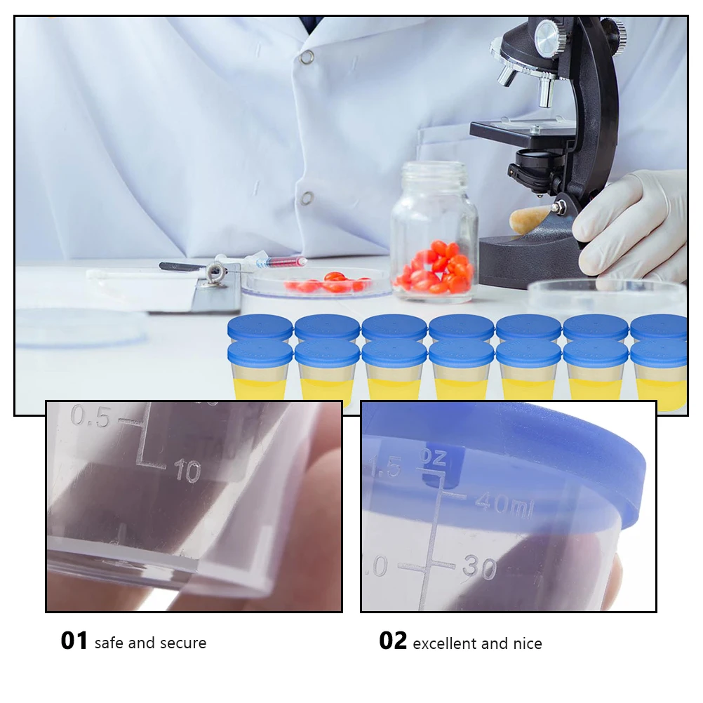 

5pcs Disposable Urine Cups Clear Plastic Sample Containers For Hospital Testing Urine Collection Medical Specimen Holder Fecal