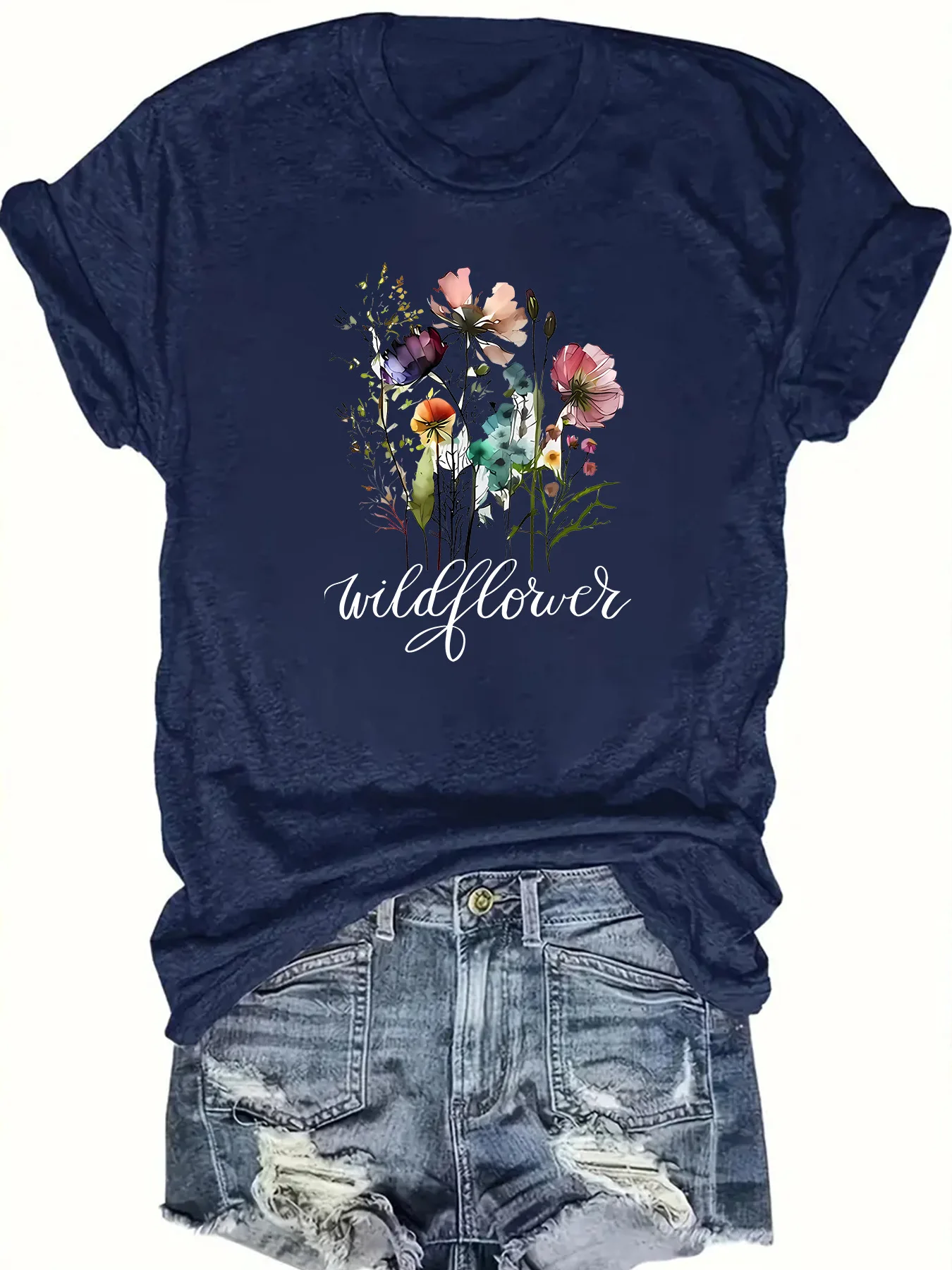 \\Women\'s Short Sleeve Daily Casual Flower Top Women\'s T-shirt Spring and Summer New Short Sleeve Graphic T Shirts  Aesthetic