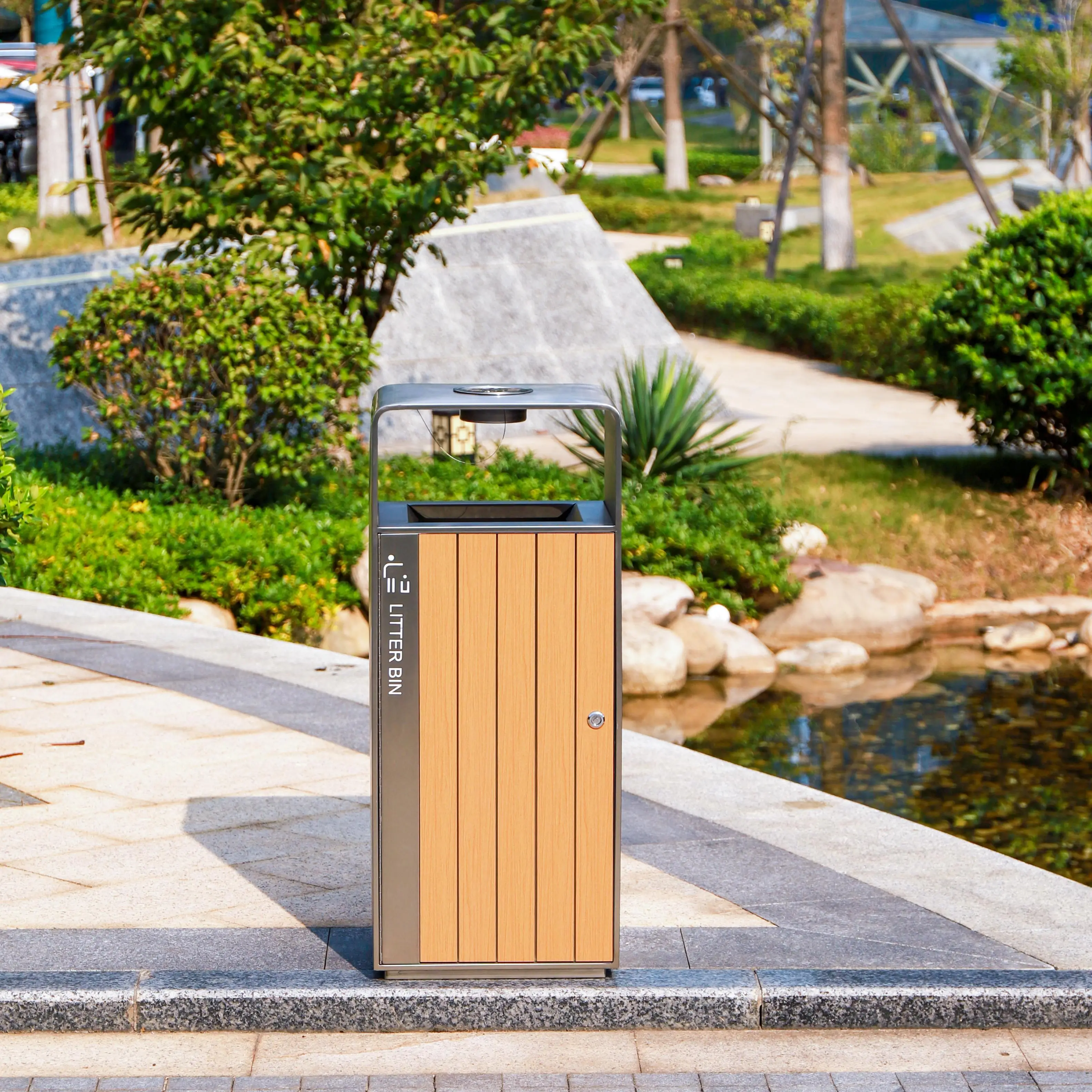 201 Steel Waste Trash Bin With  Ashtray and Factory Price