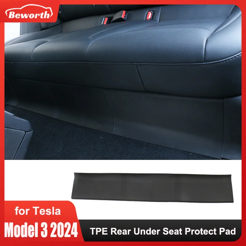 

For Tesla Model 3 Highland 2024 Rear Under Seat Side Protect Pad Flocking Protection Mat Cover Anti-kick Strips TPE Accessories