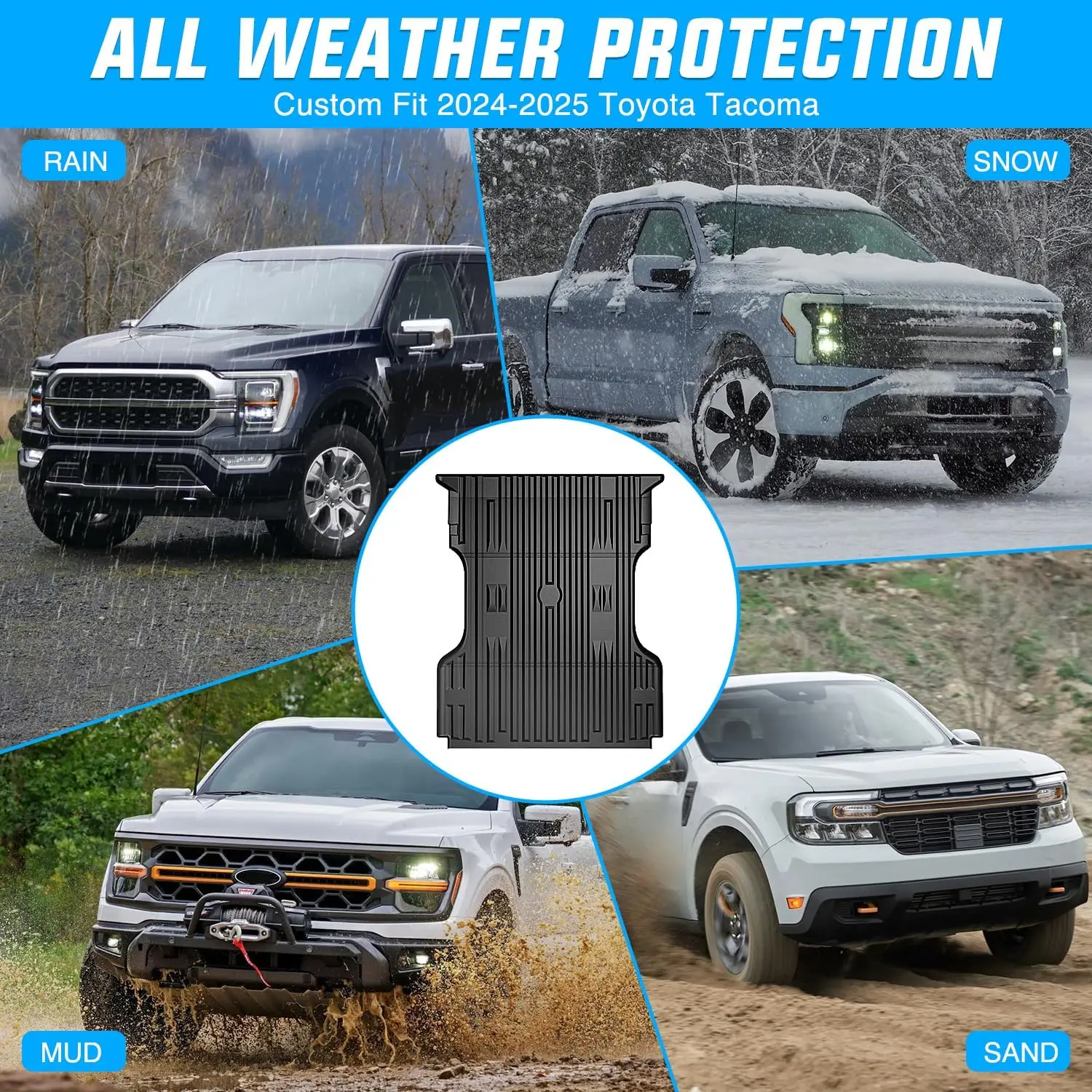 Nilight Truck Bed Mat Compatible with 2024-2026 Toyota Tacoma 5 /6 FT, Heavy-Duty Cargo Liner, Non-Slip, All Weather Protection (Not Fit Drop-in Bed Liners)