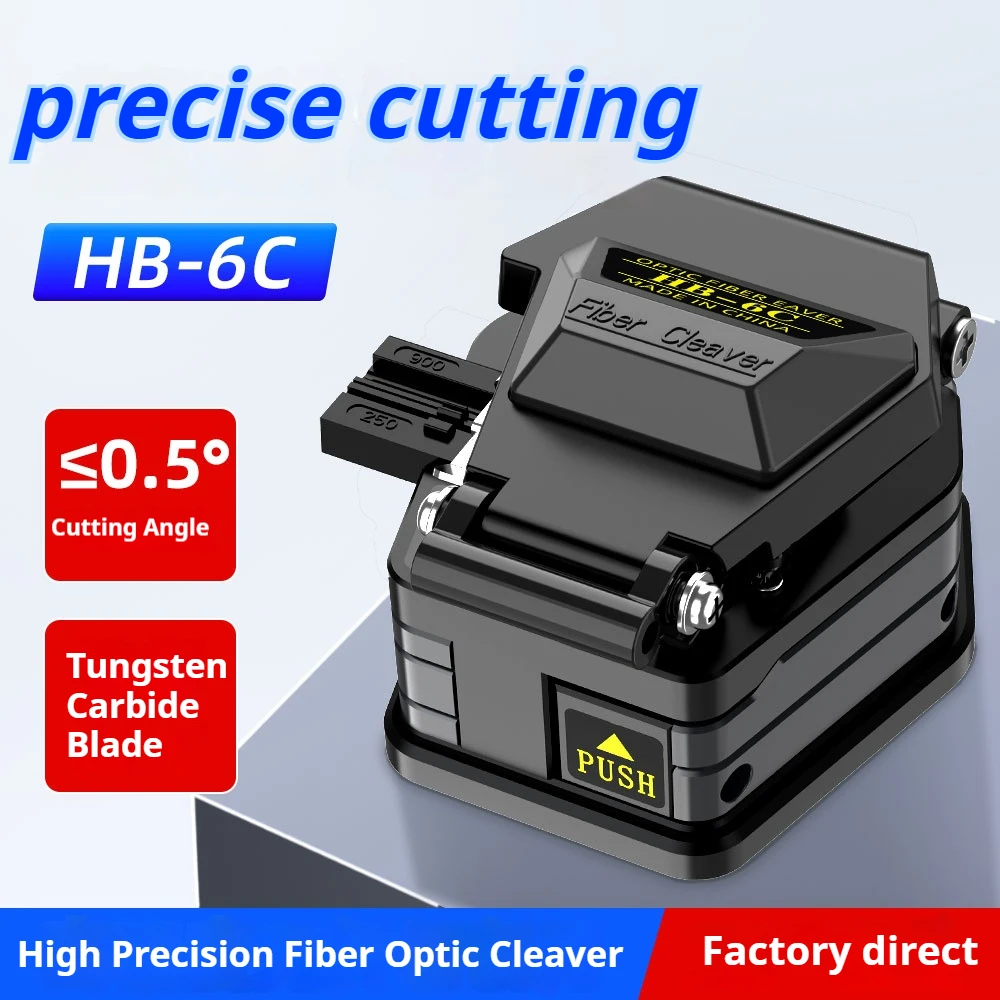 Black Fiber Optic Cleaver High Precision 16‑Face Blade FTTH Tool For Cold Splicing Hot Melt Optical Cable Cutting