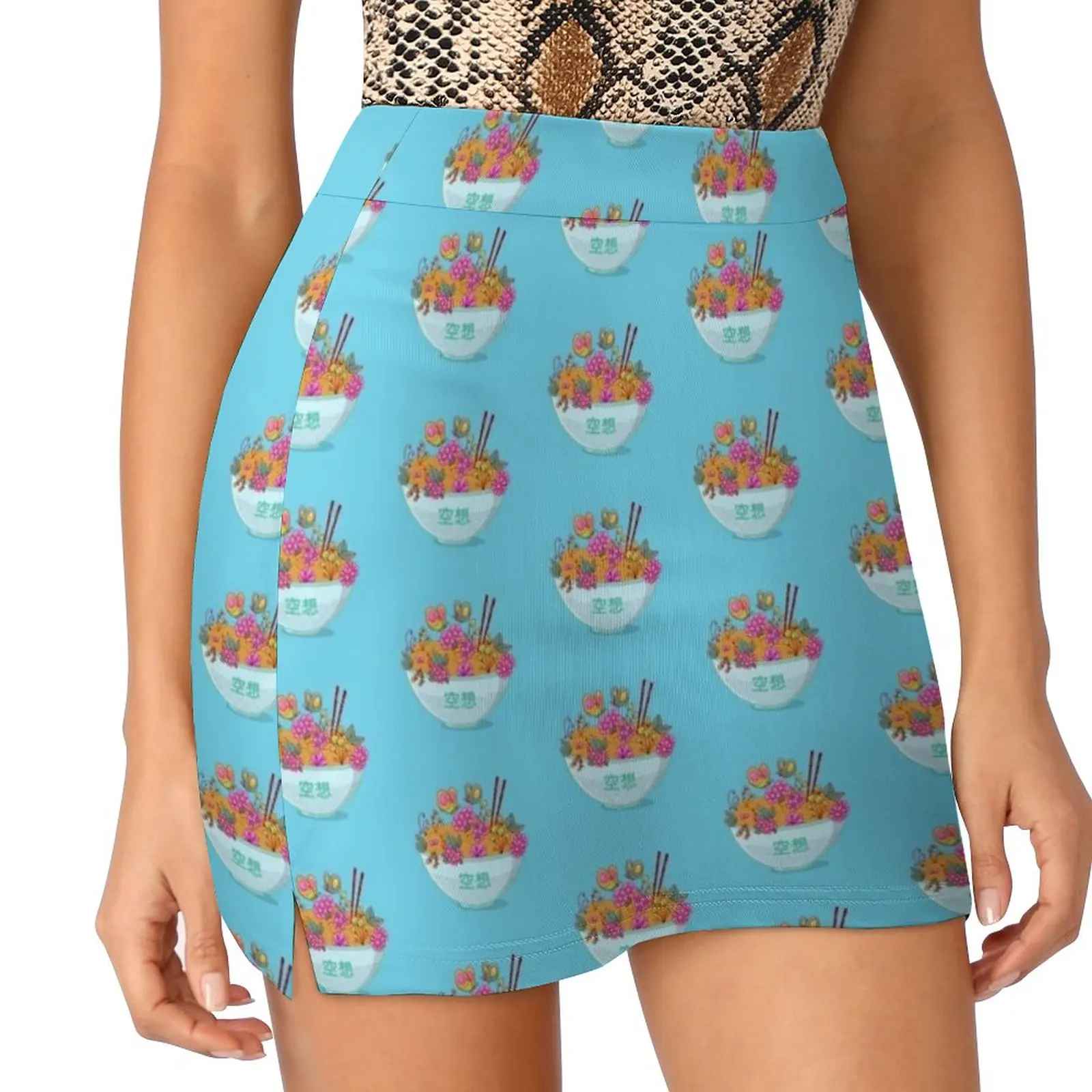Ramen Fantasy Women's skirt Y2K Summer Clothes 2022 Kpop Style Trouser Skirt With Pocket Ramen Japanese Cute Cartoon Typography