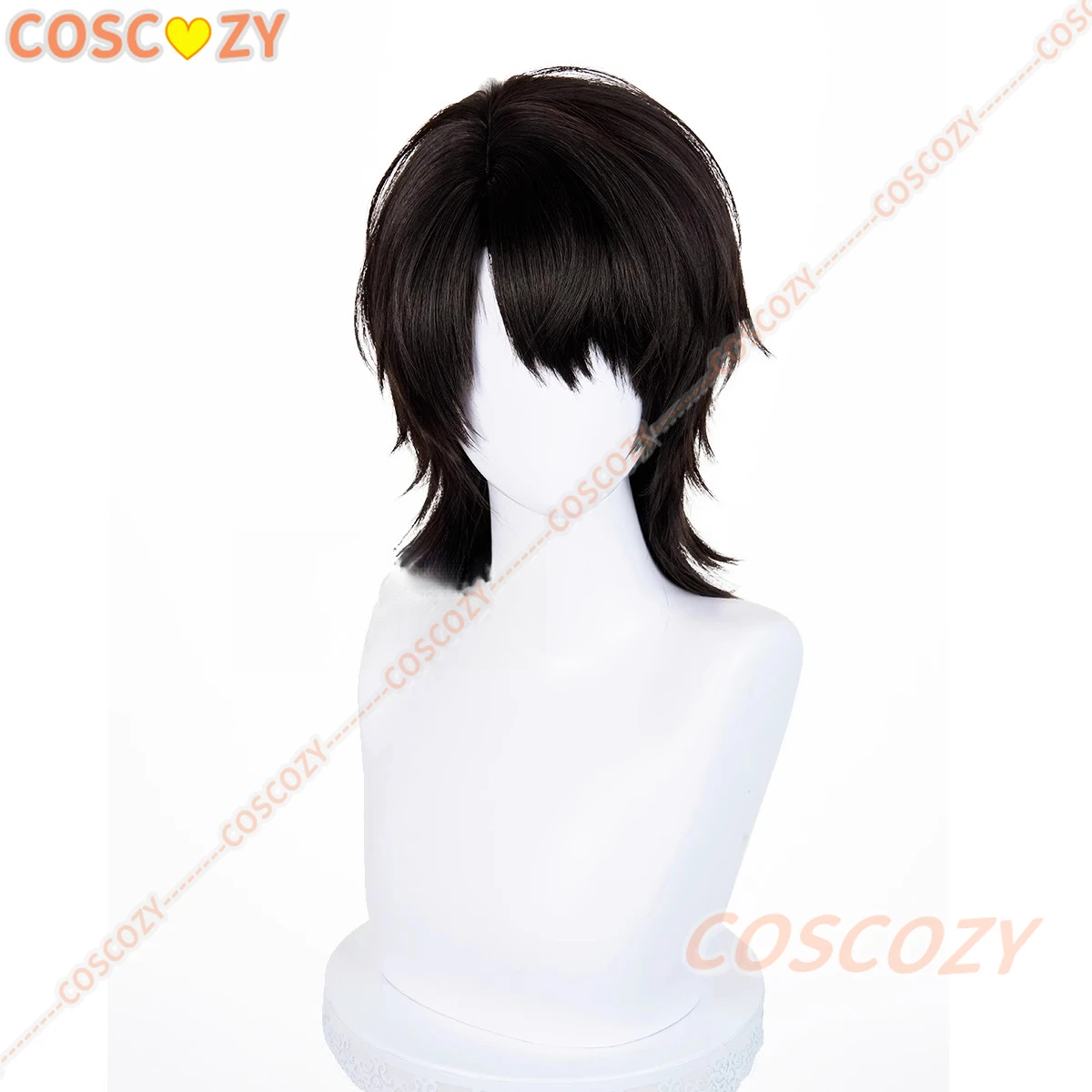 Caleb peluca Love and Deepspace Cosplay corto negro marrón pelo sintético resistente al calor juego Anime Caleb Cosplay pelucas gorra de peluca gratis