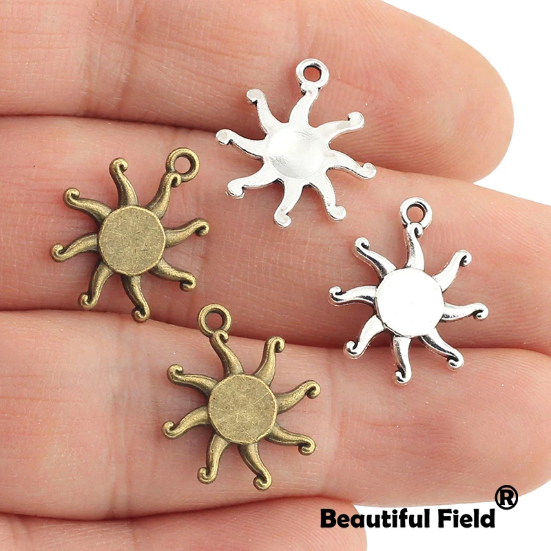 19pcs 19X16mm Antique Tibetan Silver Bronze Charms Bracelet Necklace Pendant New Fashion Sun A087