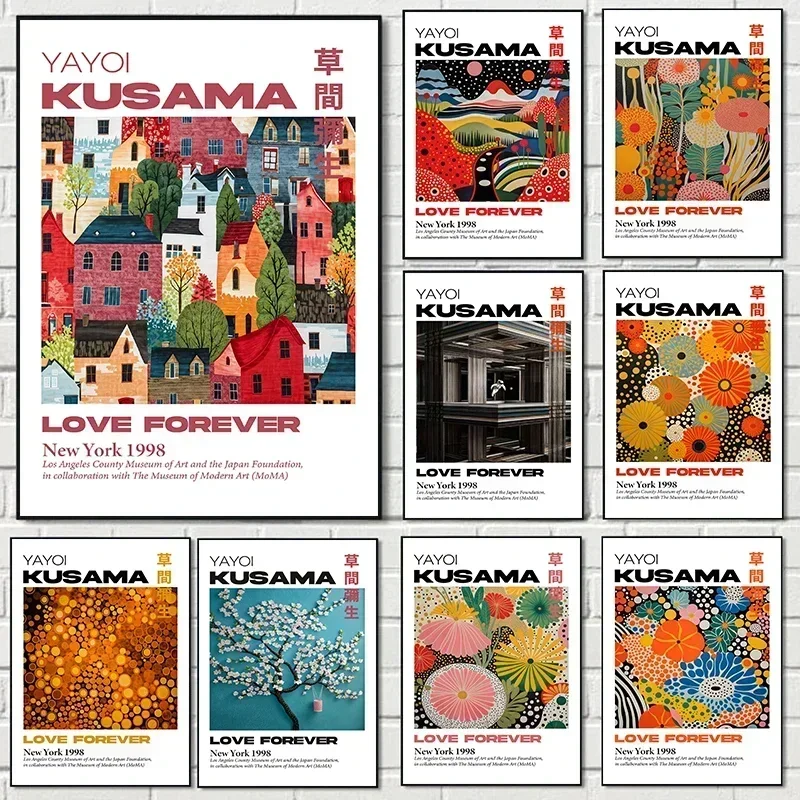 Abstract Moving Artwork by Yayoi Kusama – HD Canvas Print Poster for Home, Living Room, and Room Decoration