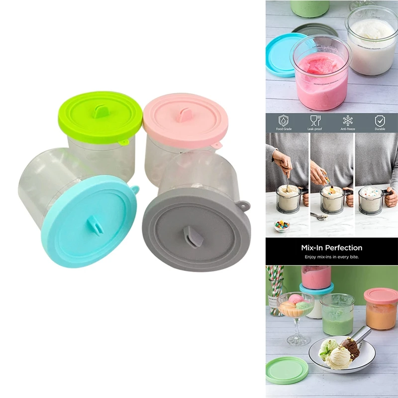 

4PCS Ice Cream Pints With Lids For Ninja NC299AMZ & NC300S Series Creami Ice Cream Makers For Ninja XSKPLID2CD