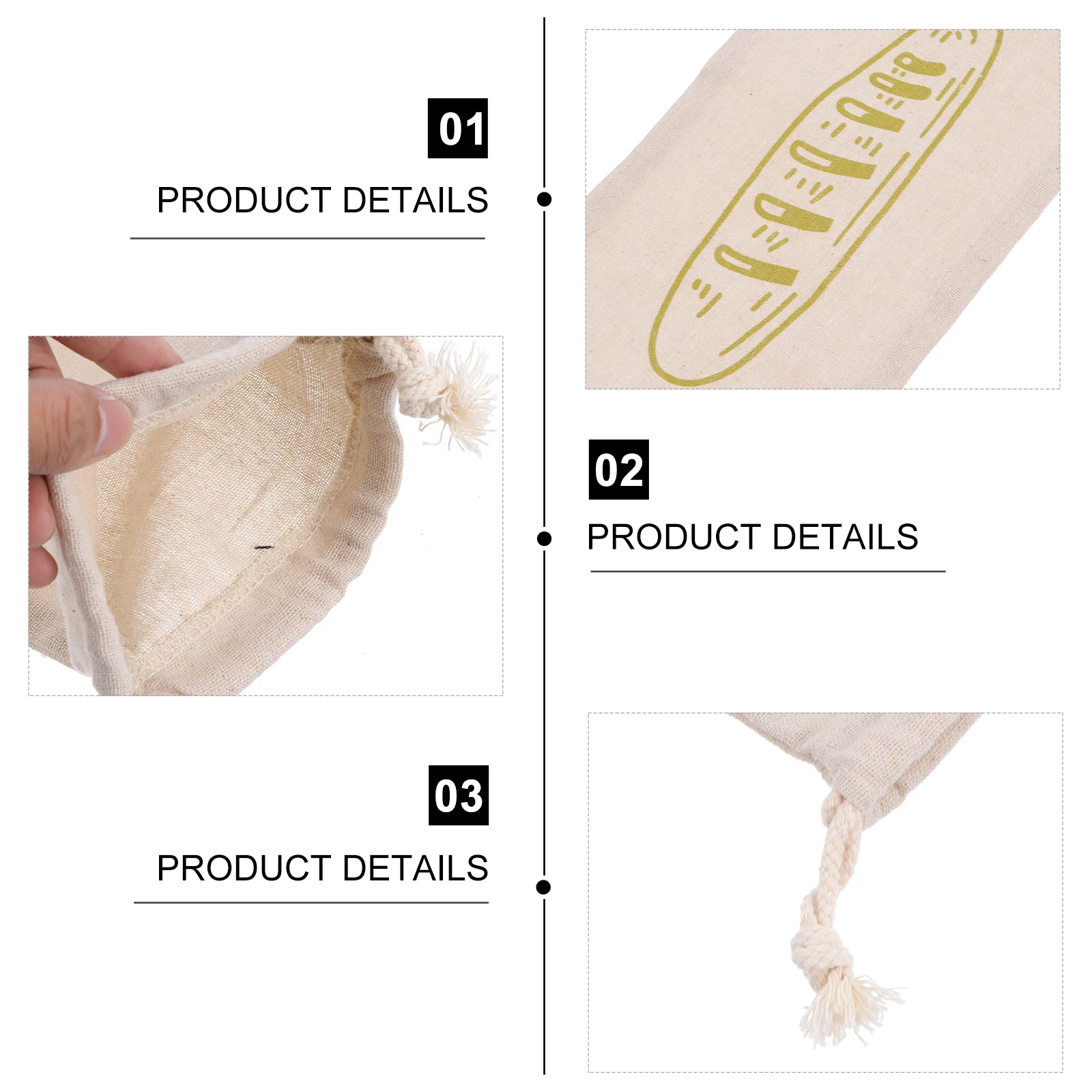 

Reusable Organic Cotton Bread Bag Linen Grocery Pouch Drawstring Storage Bags Eco Friendly Food Container Loaf Holder